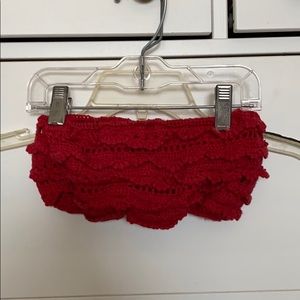 Red ruffle bandeau top